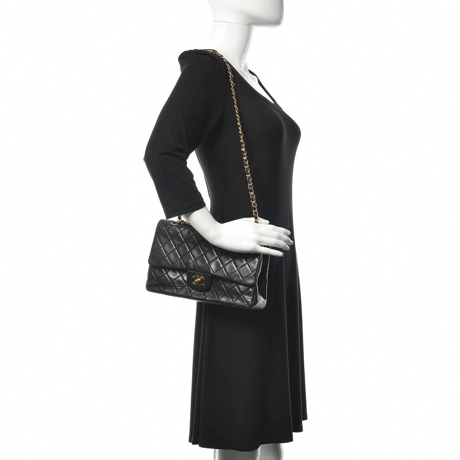 Chanel Lambskin Quilted Medium Double Flap Black 2 of 15
