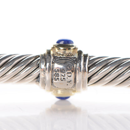 David Yurman Sterling Silver 14K Yellow Gold Blue Topaz Lapis Lazuli 5mm Cable Renaissance Station Bracelet 4 of 4