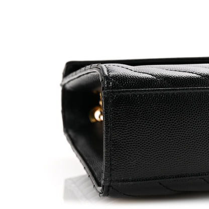 Saint Laurent Grain De Poudre Matelasse Chevron Large Monogram Satchel Black 8 of 9