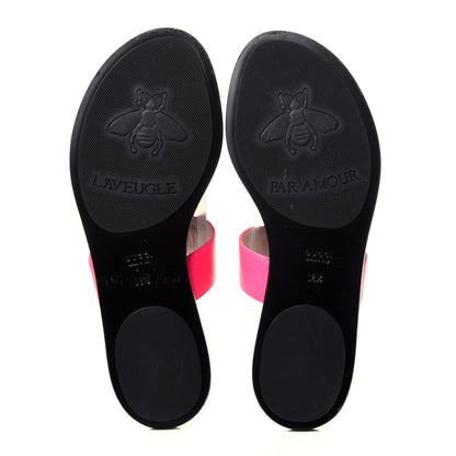 Gucci Calfskin GG Marmont Thong Sandals 38.5 Fuxia Fluo 7 of 9