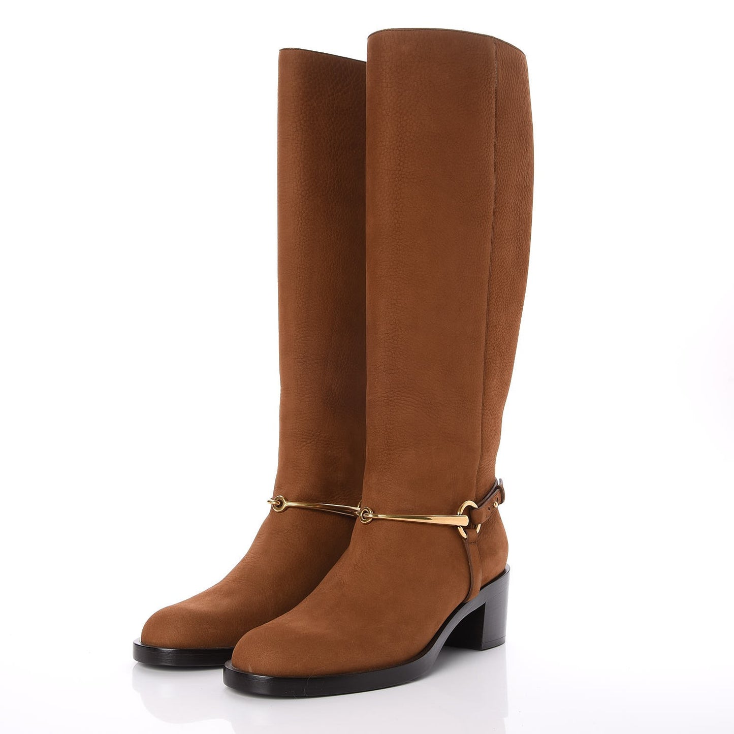 Calfskin Tess Horsebit Tall Boots 38.5 Nut Brown