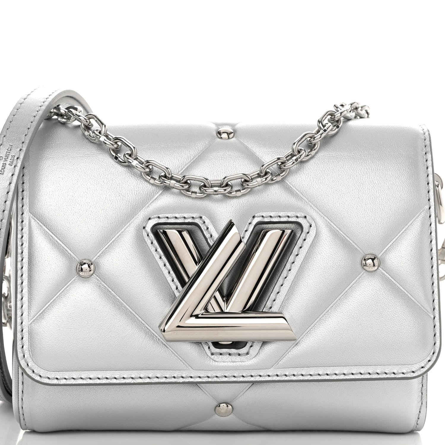 Louis Vuitton Metallic Calfskin Pillow Twist Shoulder Bag PM Silver 8 of 10