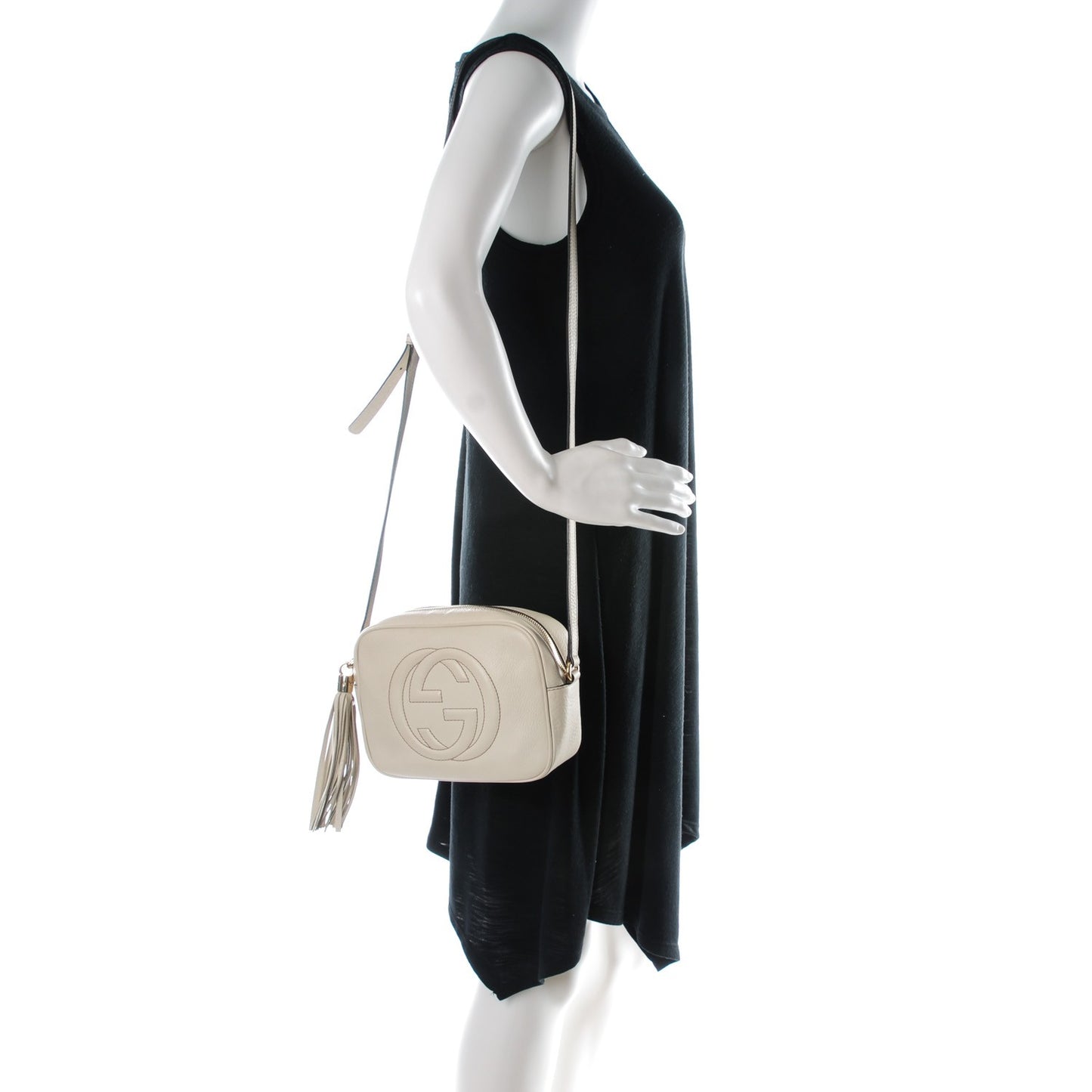 Pebbled Calfskin Small Soho Disco Bag Off White