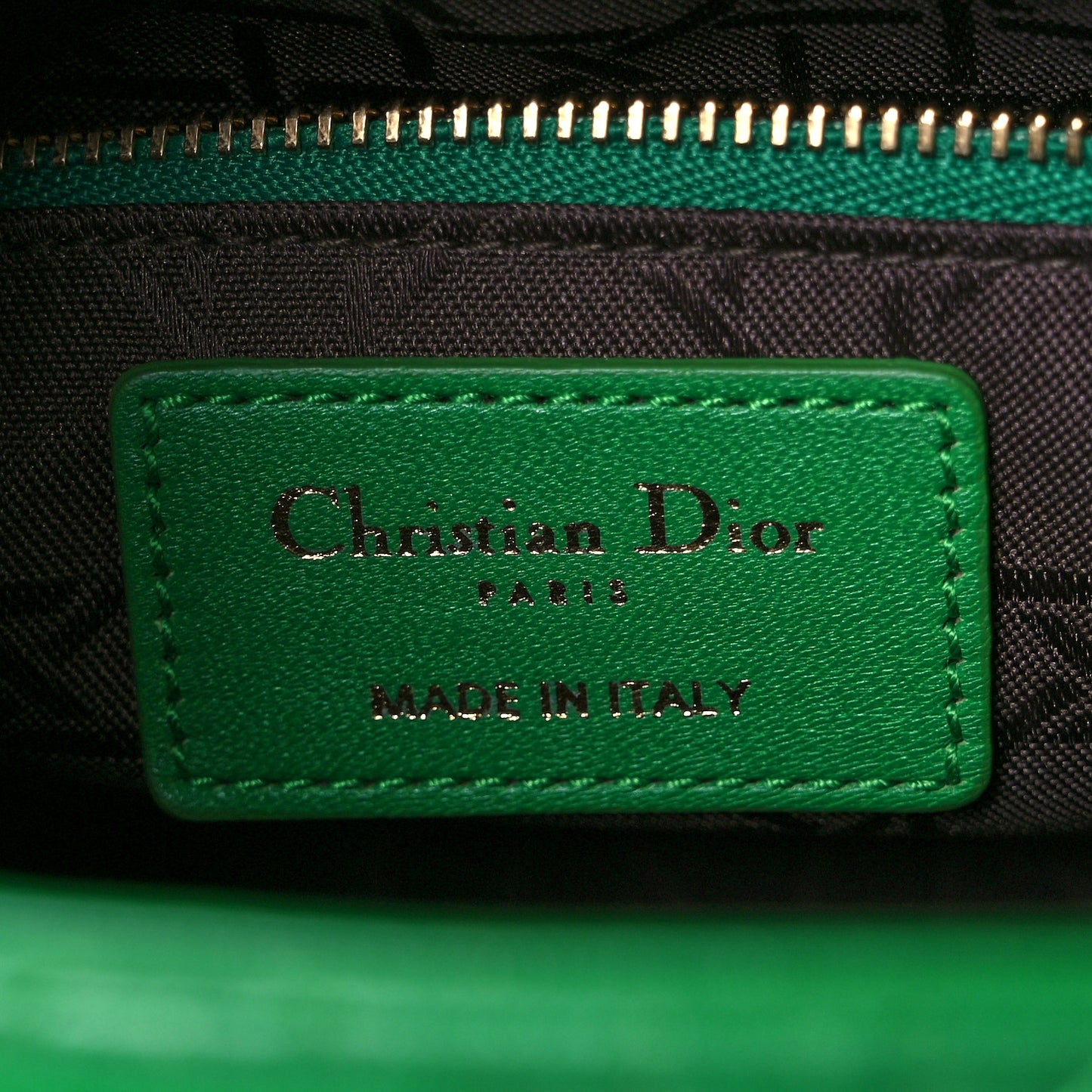 Lambskin Cannage Small Lucky Badges My Lady Dior Green