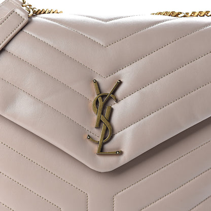 Saint Laurent Calfskin Y Quilted Monogram Medium Loulou Chain Satchel Light Natural 8 of 10