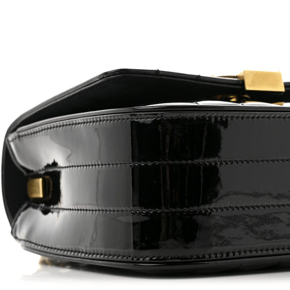 Saint Laurent Patent Calfskin Matelasse Monogram Small Vicky Chain Bag Black 8 of 9