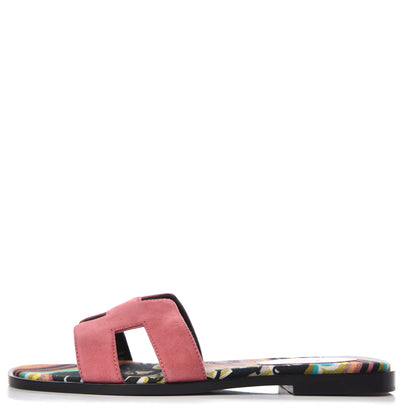 Hermes Suede Goatskin Oran Sandals 37 Rose De Venice 1 of 7