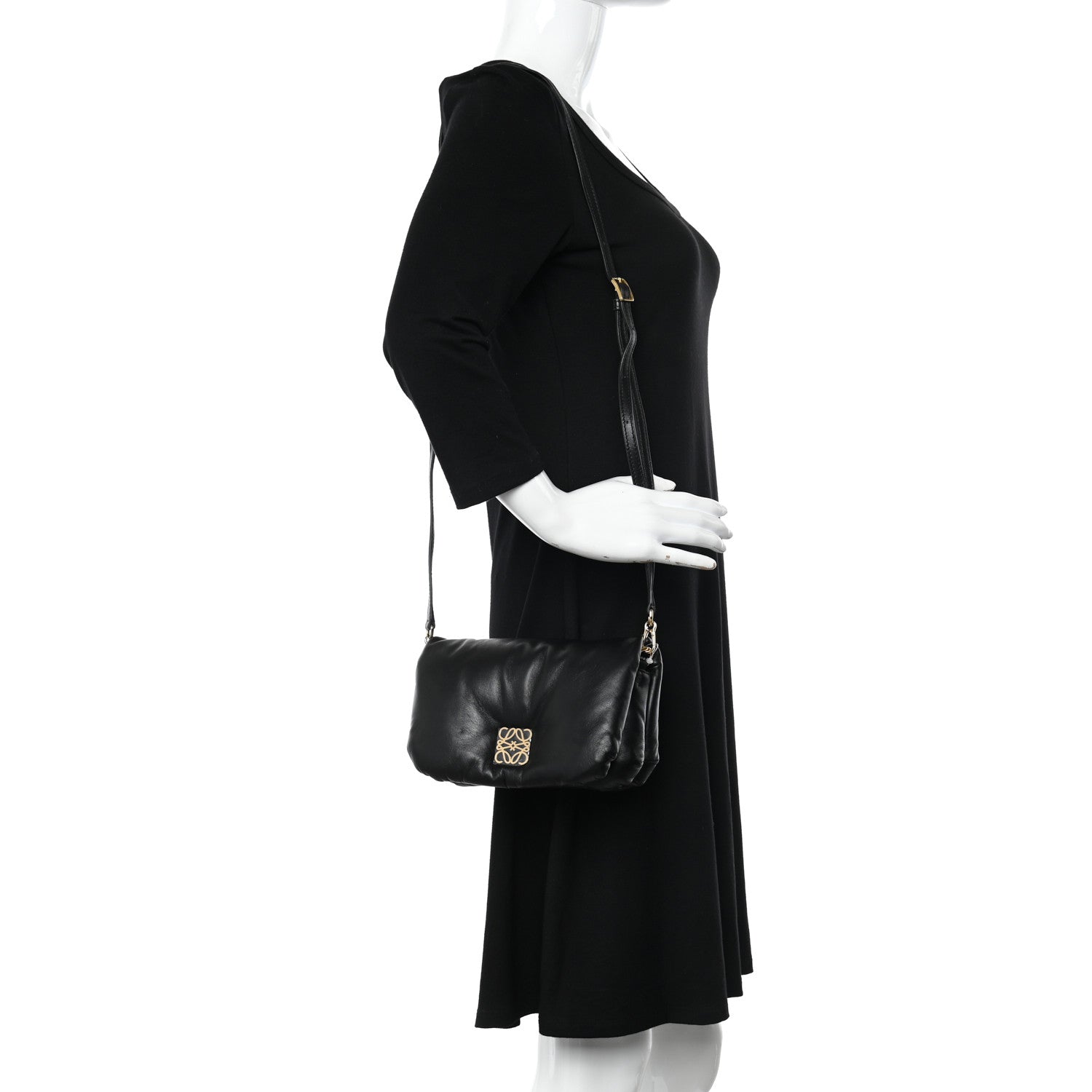 Loewe Shiny Nappa Lambskin Mini Goya Puffer Bag Black 2 of 10