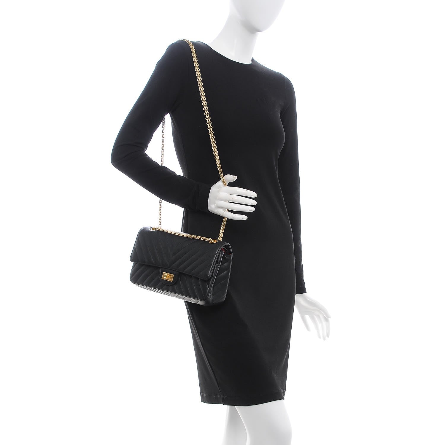 Chanel Sheepskin Chevron Quilted 2.55 Reissue 225 Flap Black 3 of 9