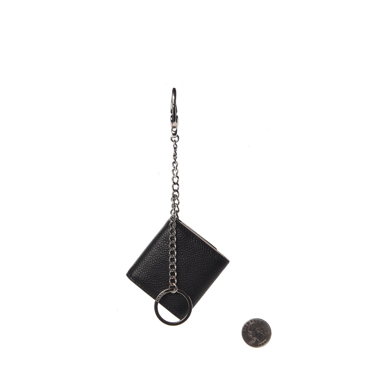Chanel Caviar Photo Holder Key Chain Bag Charm Black 6 of 10
