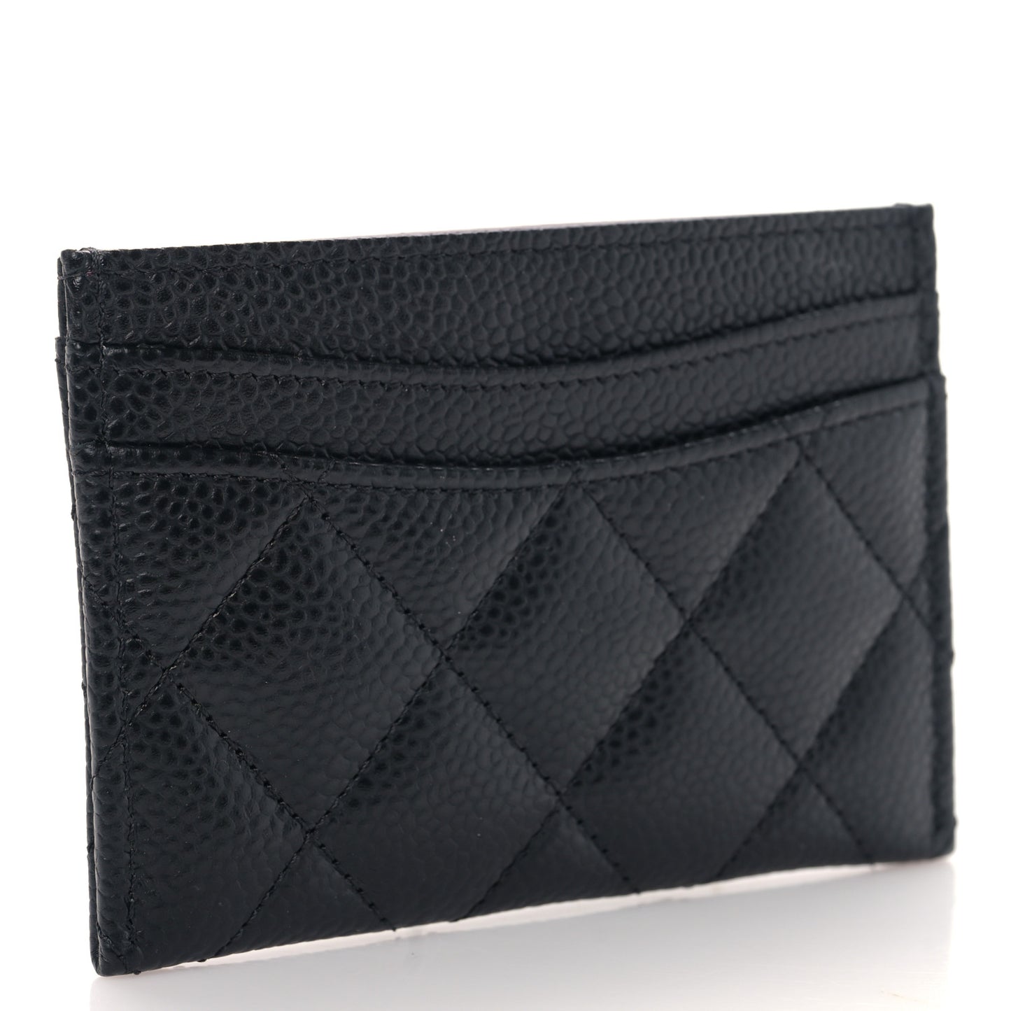 Caviar Quilted Card Holder Black