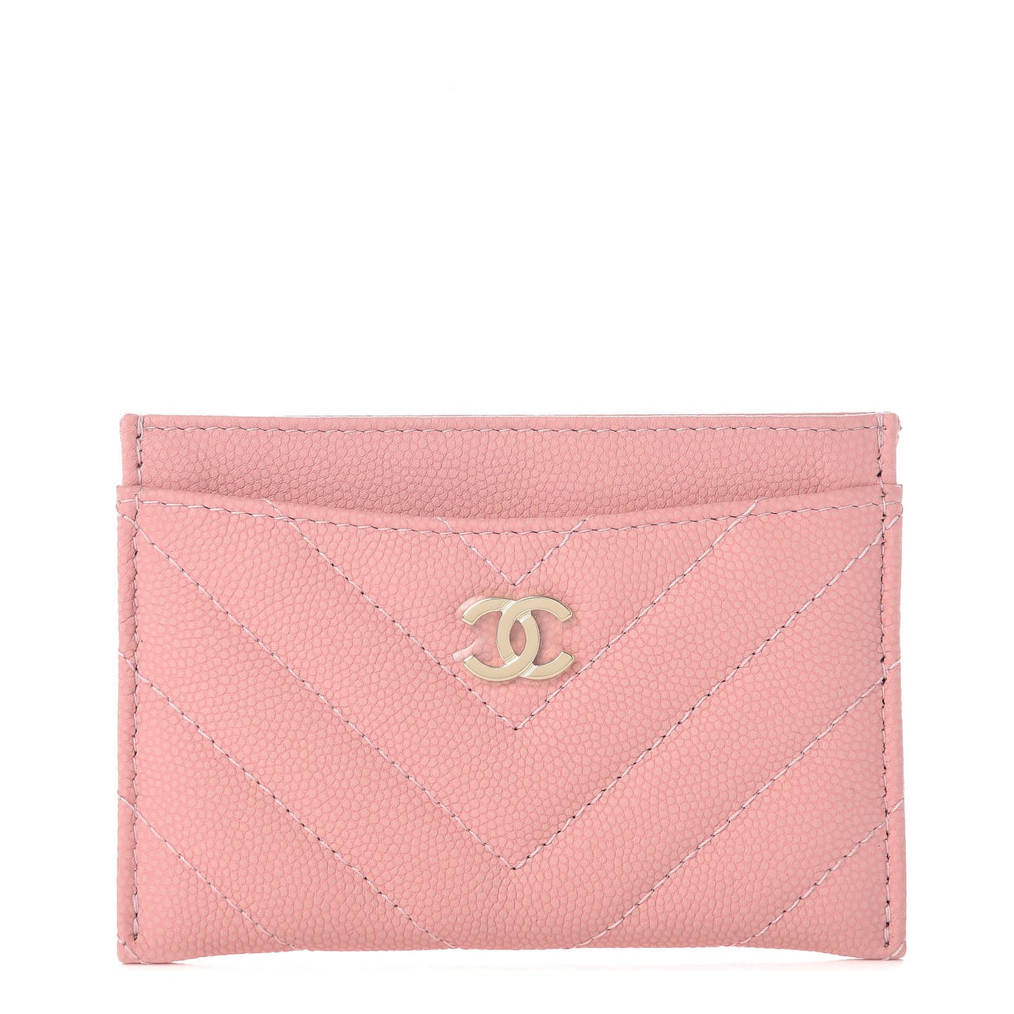 Caviar Chevron Quilted Card Holder Pink