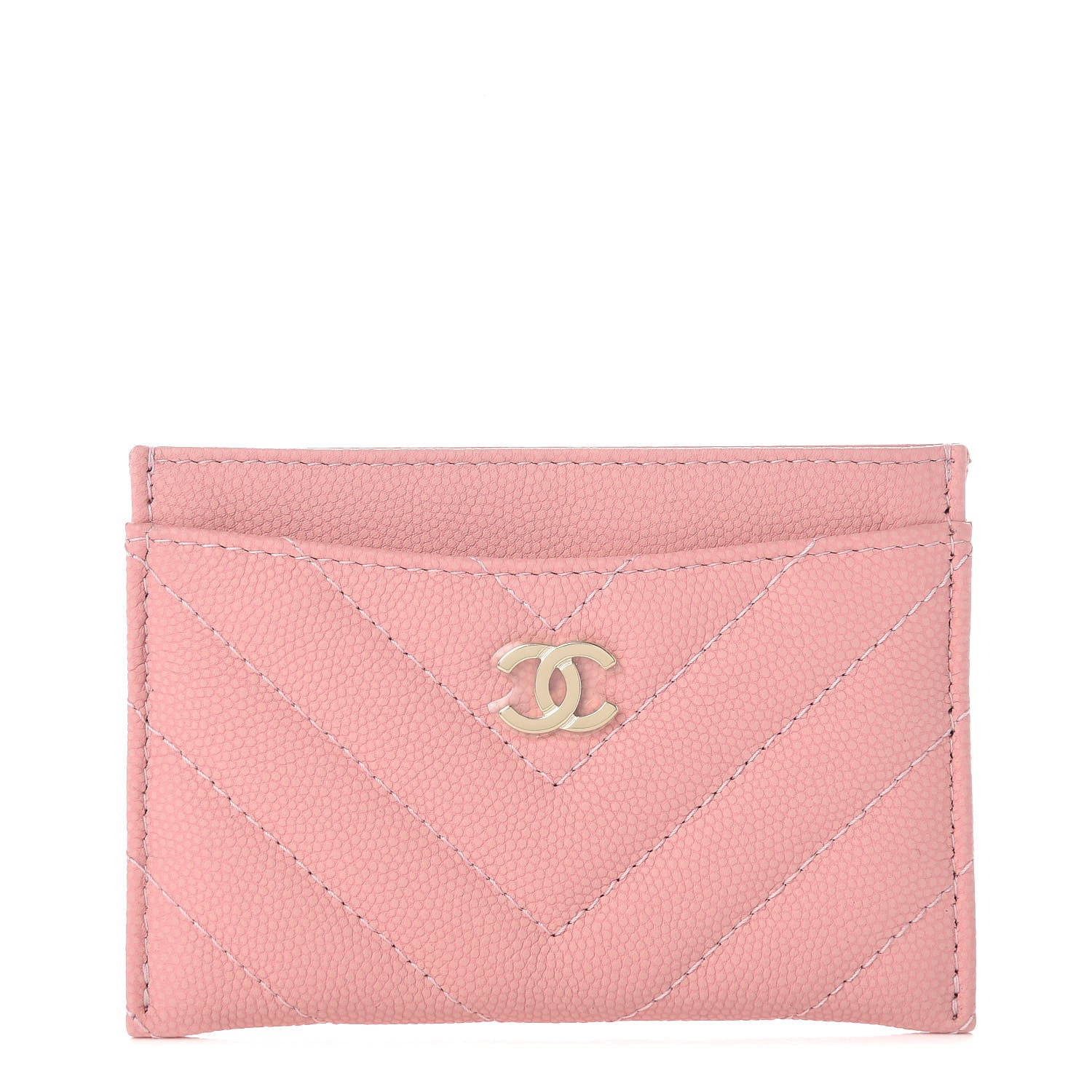 Chanel Caviar Chevron Quilted Card Holder Pink 1 of 9