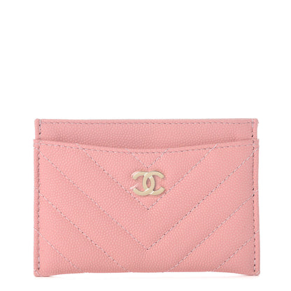 Chanel Caviar Chevron Quilted Card Holder Pink 1 of 9