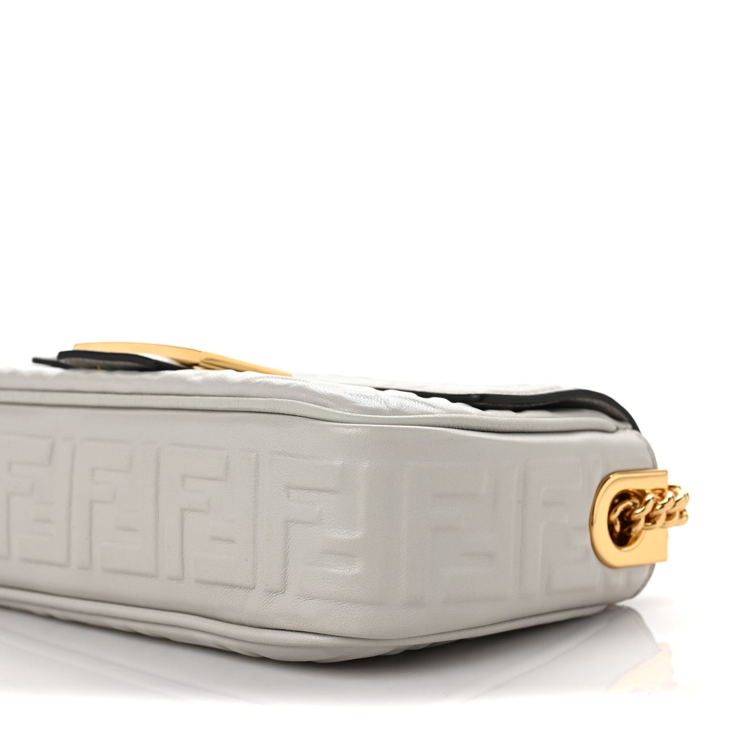 Nappa Small FF Embossed Midi Chain Baguette Ghiaia