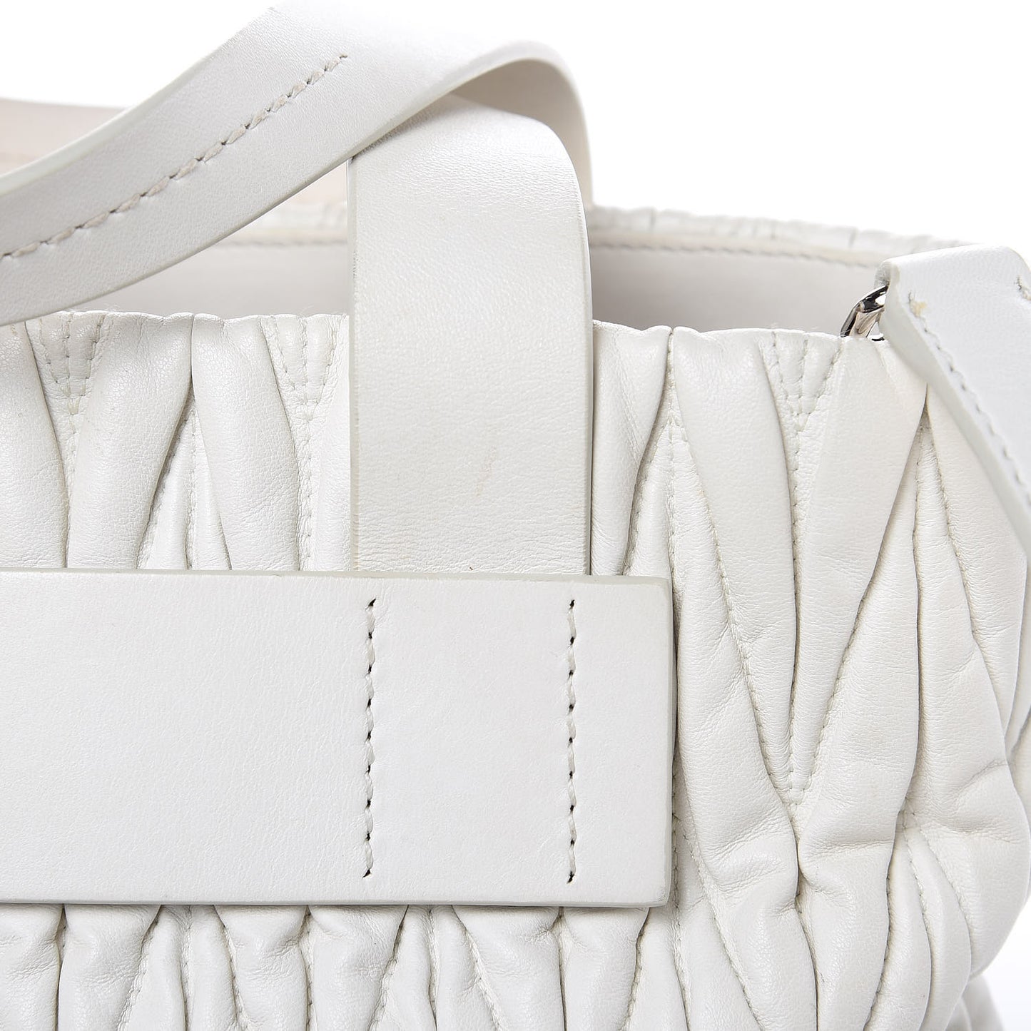 Nappa Matelasse Wicker Basket Bag White Miele