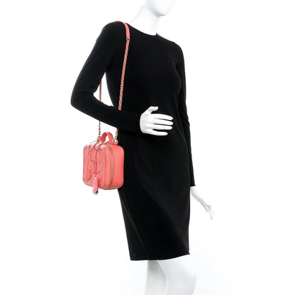 Chanel Caviar Quilted Medium CC Filigree Vanity Case Coral 2 of 11