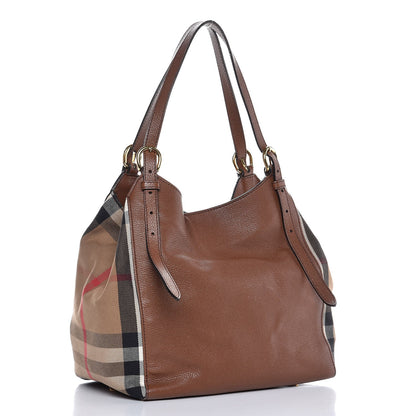 Burberry Grainy Calfskin House Check Small Canterbury Tote Tan 3 of 17