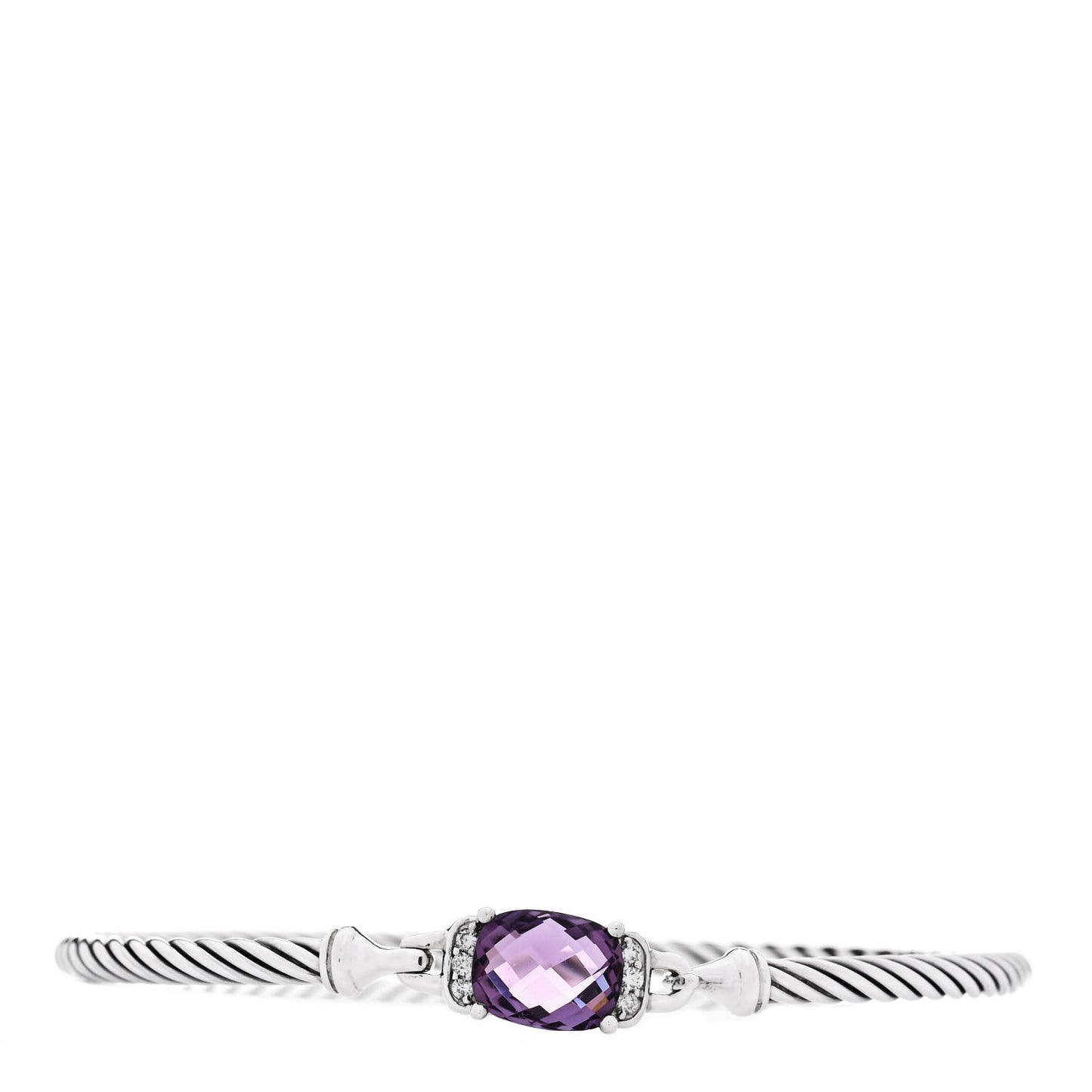 Sterling Silver Diamond Amethyst 3mm Petite Wheaton Bracelet