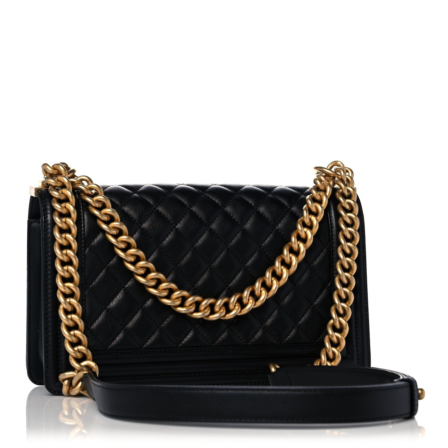 Calfskin Quilted Medium Boy Flap Black