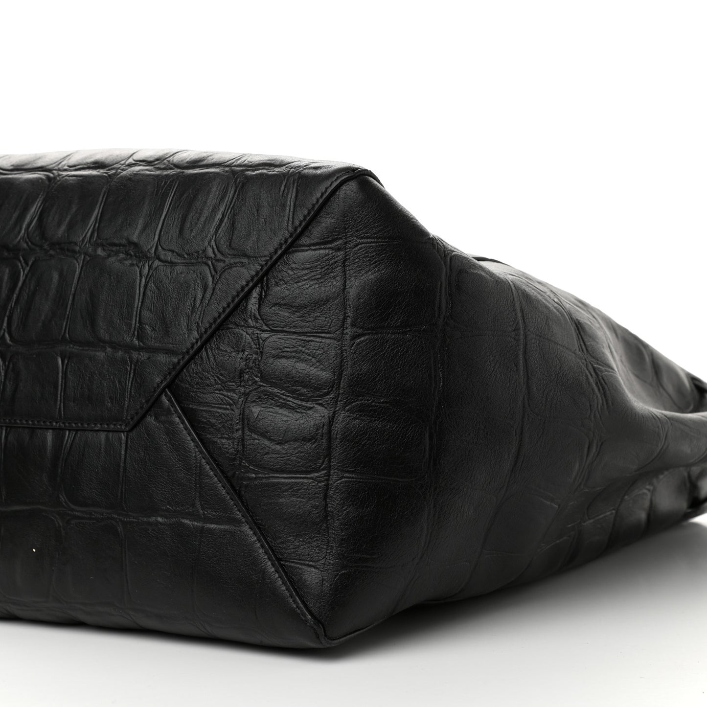 Crocodile Embossed Calfskin Medium Belt Cabas Phantom Black