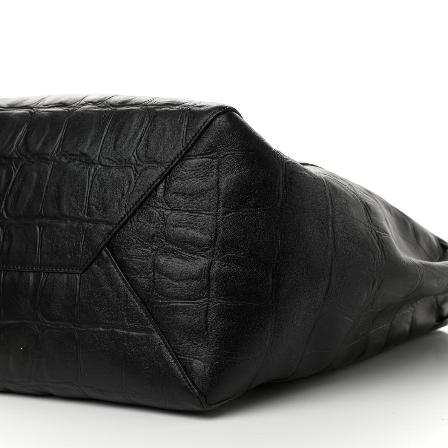 Celine Crocodile Embossed Calfskin Medium Belt Cabas Phantom Black 9 of 9