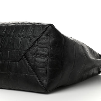 Celine Crocodile Embossed Calfskin Medium Belt Cabas Phantom Black 9 of 9