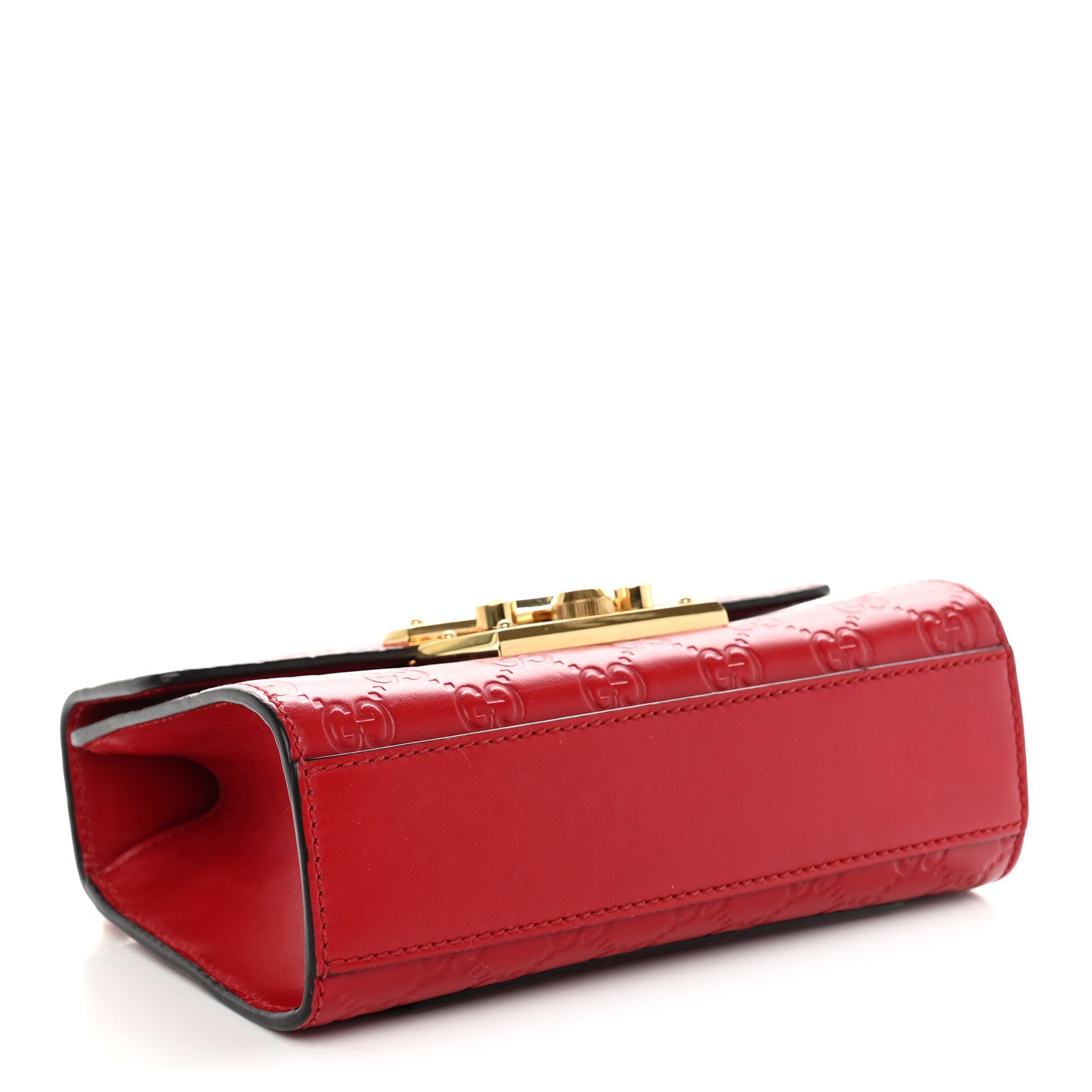 Gucci Guccissima Small Padlock Shoulder Bag Hibiscus Red 4 of 12