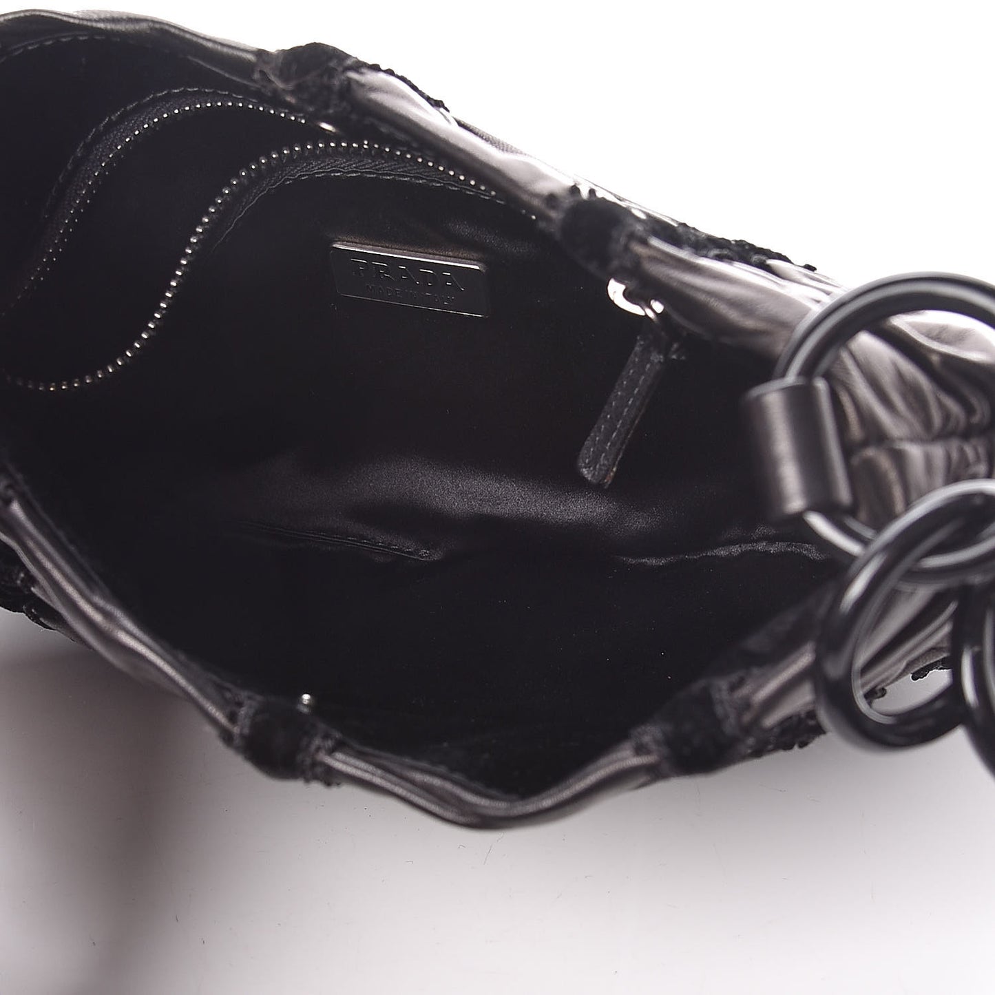 Nappa Velvet Drawstring Shoulder Bag Black