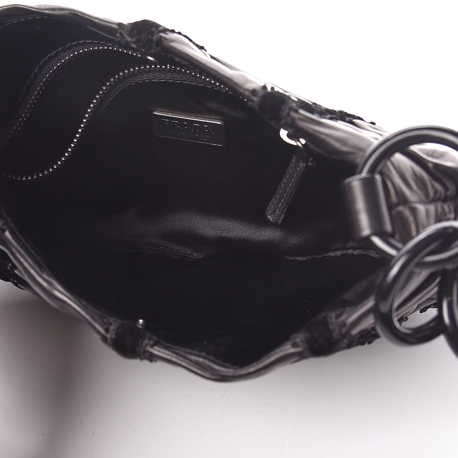 Prada Nappa Velvet Drawstring Shoulder Bag Black 5 of 9