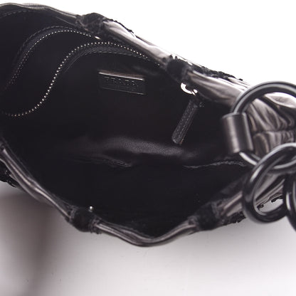 Prada Nappa Velvet Drawstring Shoulder Bag Black 5 of 9