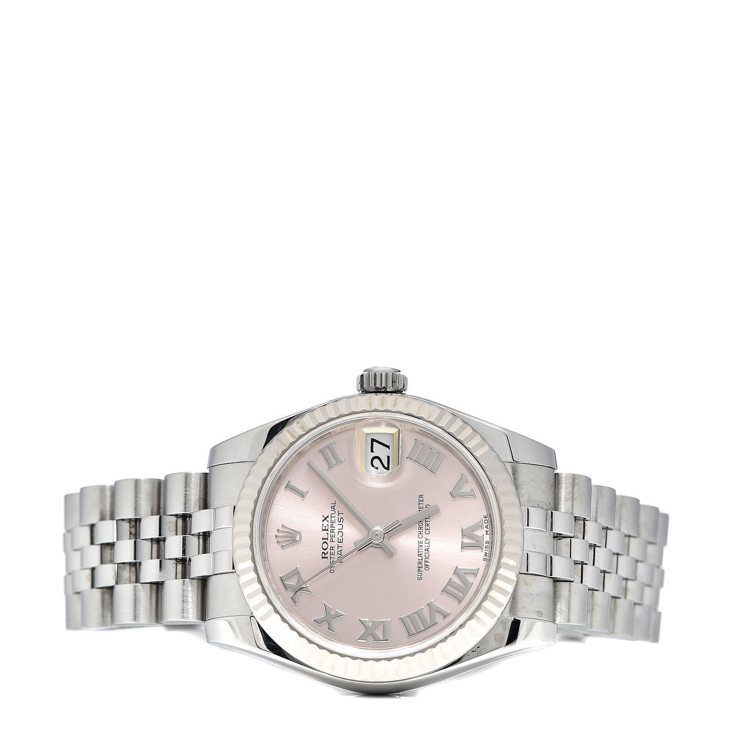 Stainless Steel 18K White Gold 31mm Oyster Perpetual Datejust Watch Pink Roman 178274