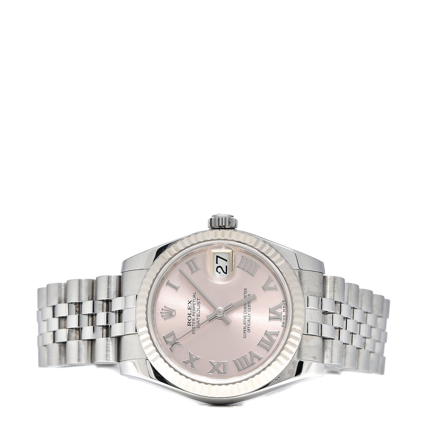 Rolex Stainless Steel 18K White Gold 31mm Oyster Perpetual Datejust Watch Pink Roman 178274 3 of 8