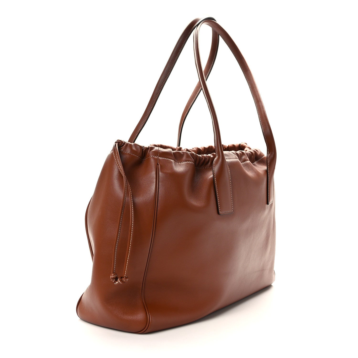Celine Smooth Calfskin Cuir Triomphe Cabas Drawstring Tan 3 of 10