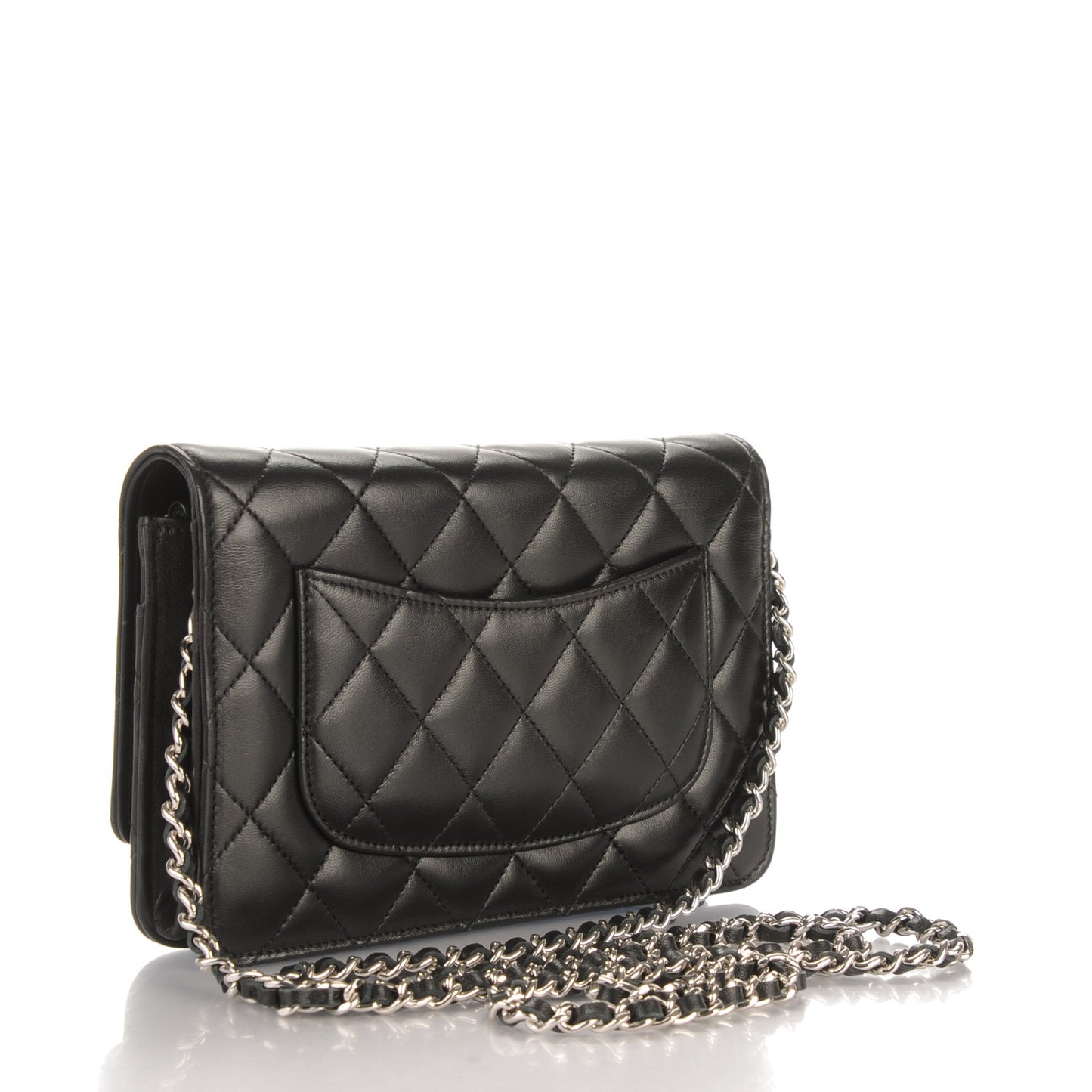 Lambskin Quilted Wallet On Chain WOC Black