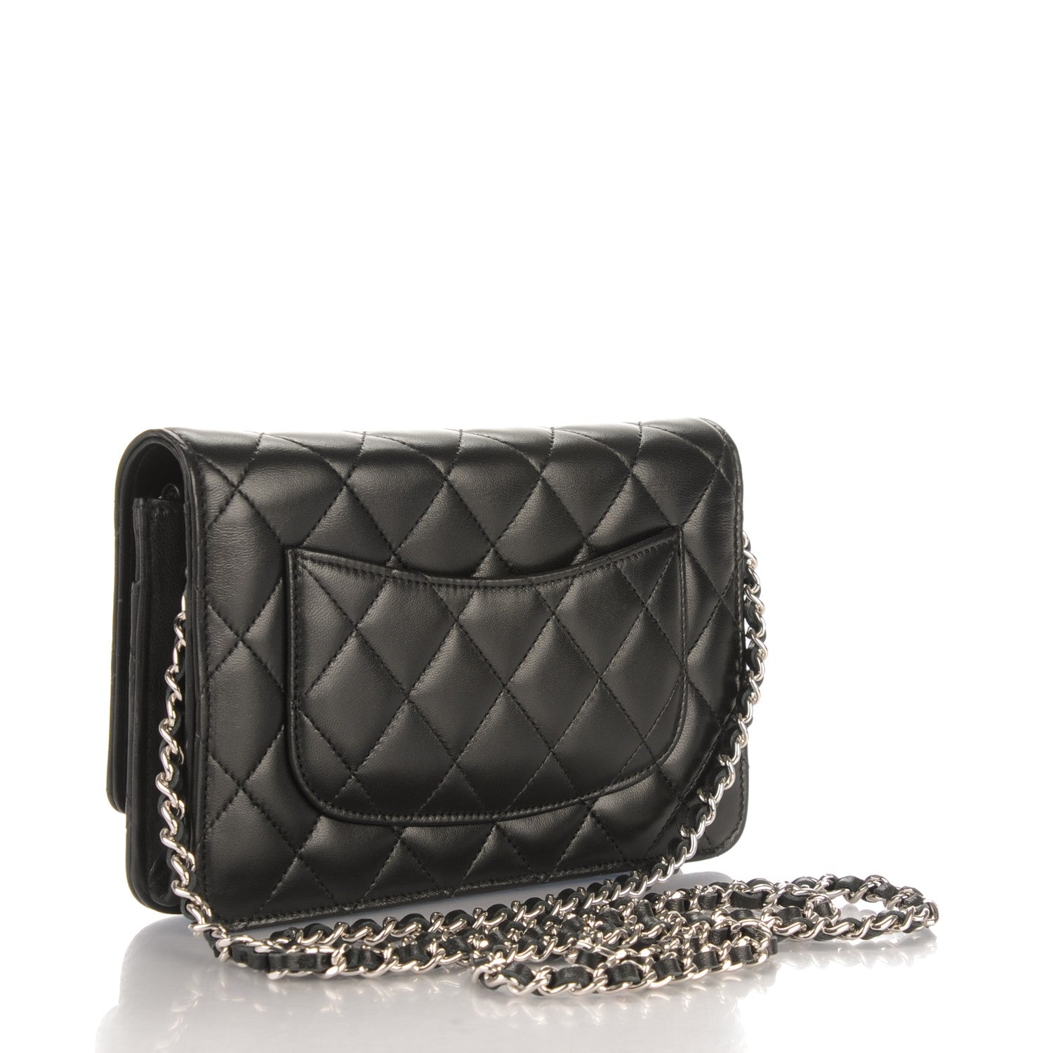 Chanel Lambskin Quilted Wallet On Chain WOC Black 3 of 8