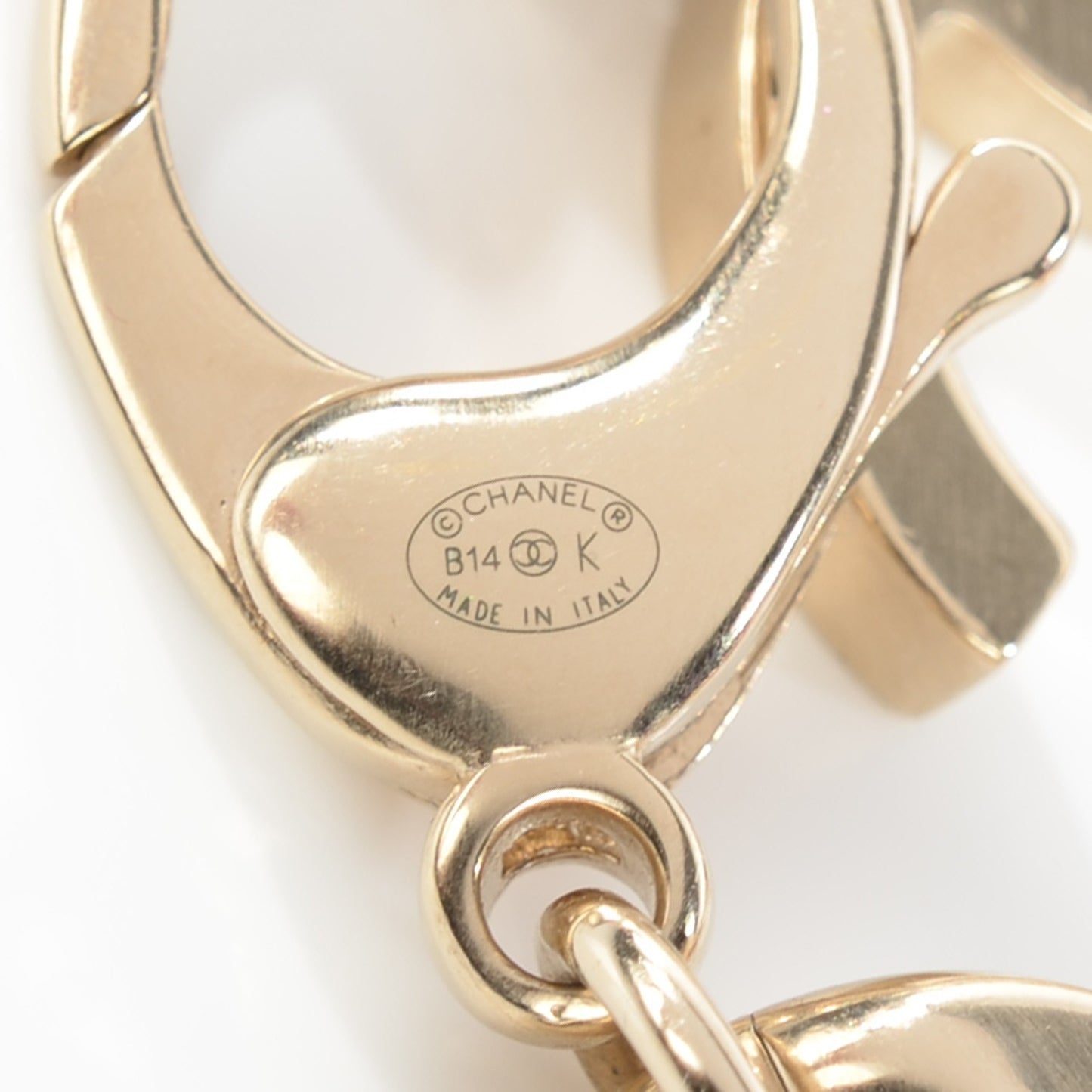Tweed CC Oversized Padlock Chain Necklace Gold Pink