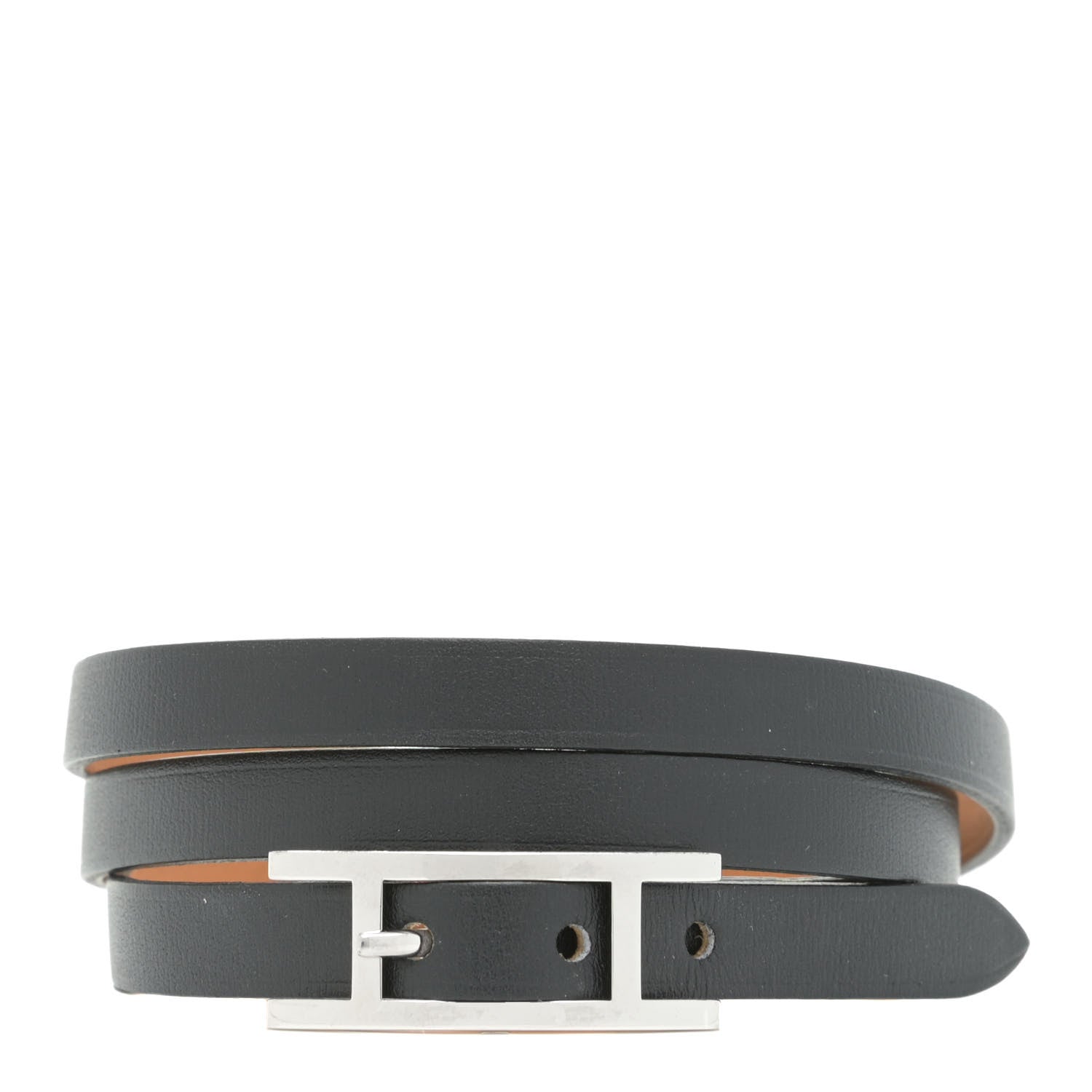 Hermes Chamonix Hapi 3MM Triple Tour Wrap Bracelet L Black 1 of 9