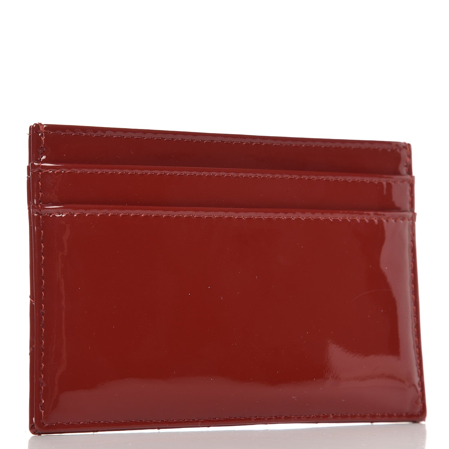 Chanel Patent Quilted Brilliant Card Holder Red 3 of 9