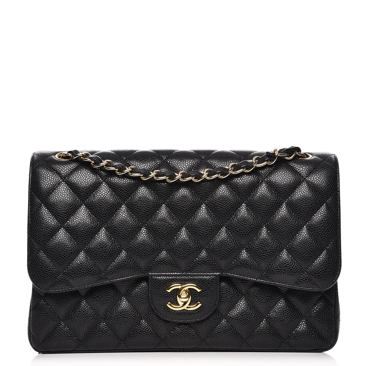 Caviar Quilted Jumbo Double Flap Black