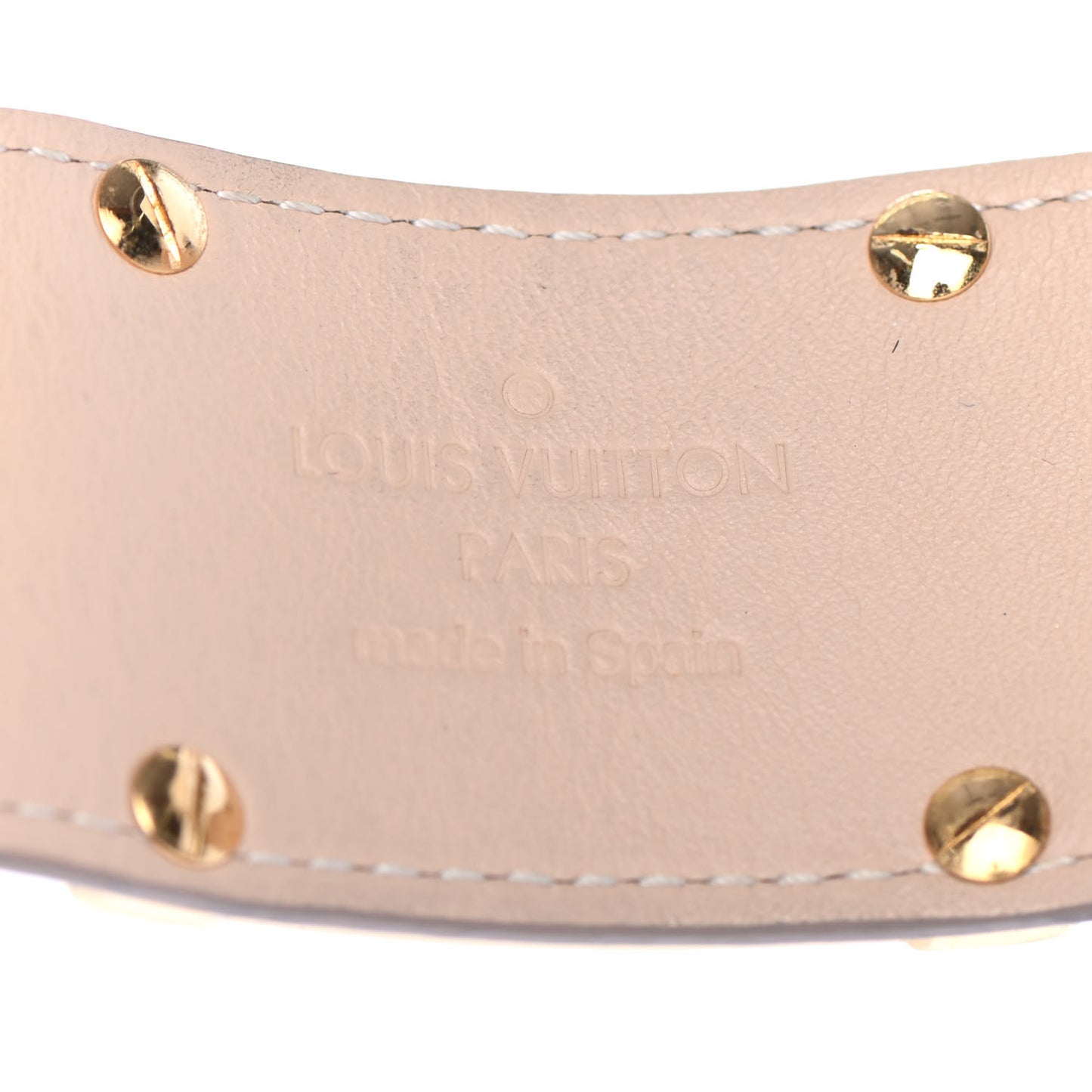 Calfskin So LV Cuff Bracelet 17 Beige