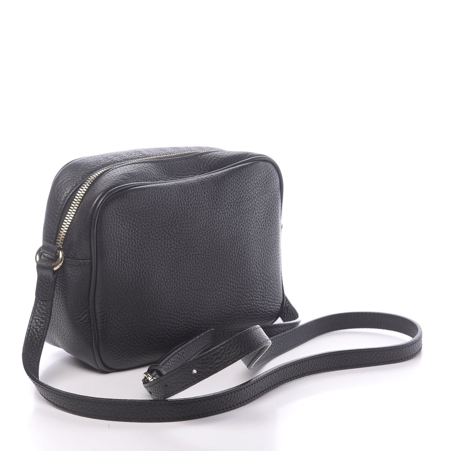 Pebbled Calfskin Small Soho Disco Bag Black