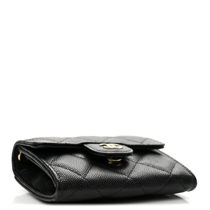 Chanel Caviar Quilted Flap Card Holder On Chain Black 4 of 13