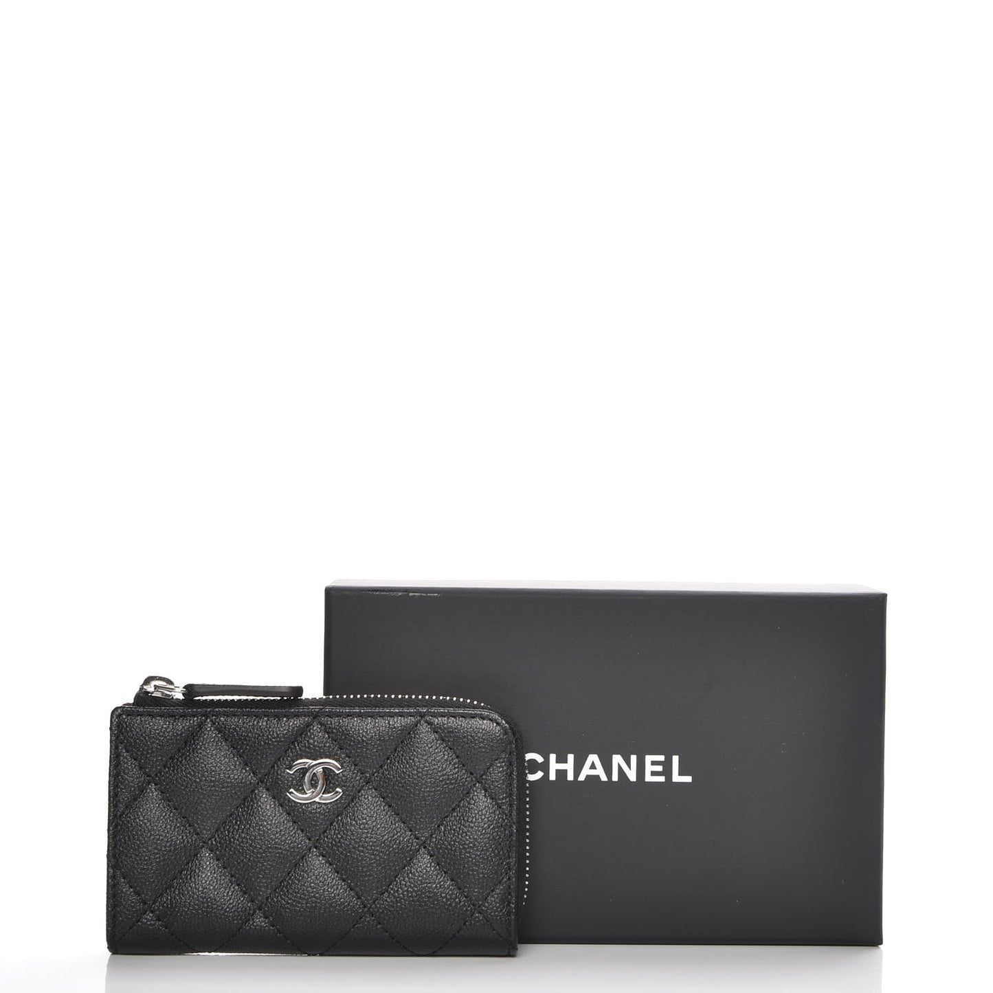 Caviar Quilted Key Holder Case Black