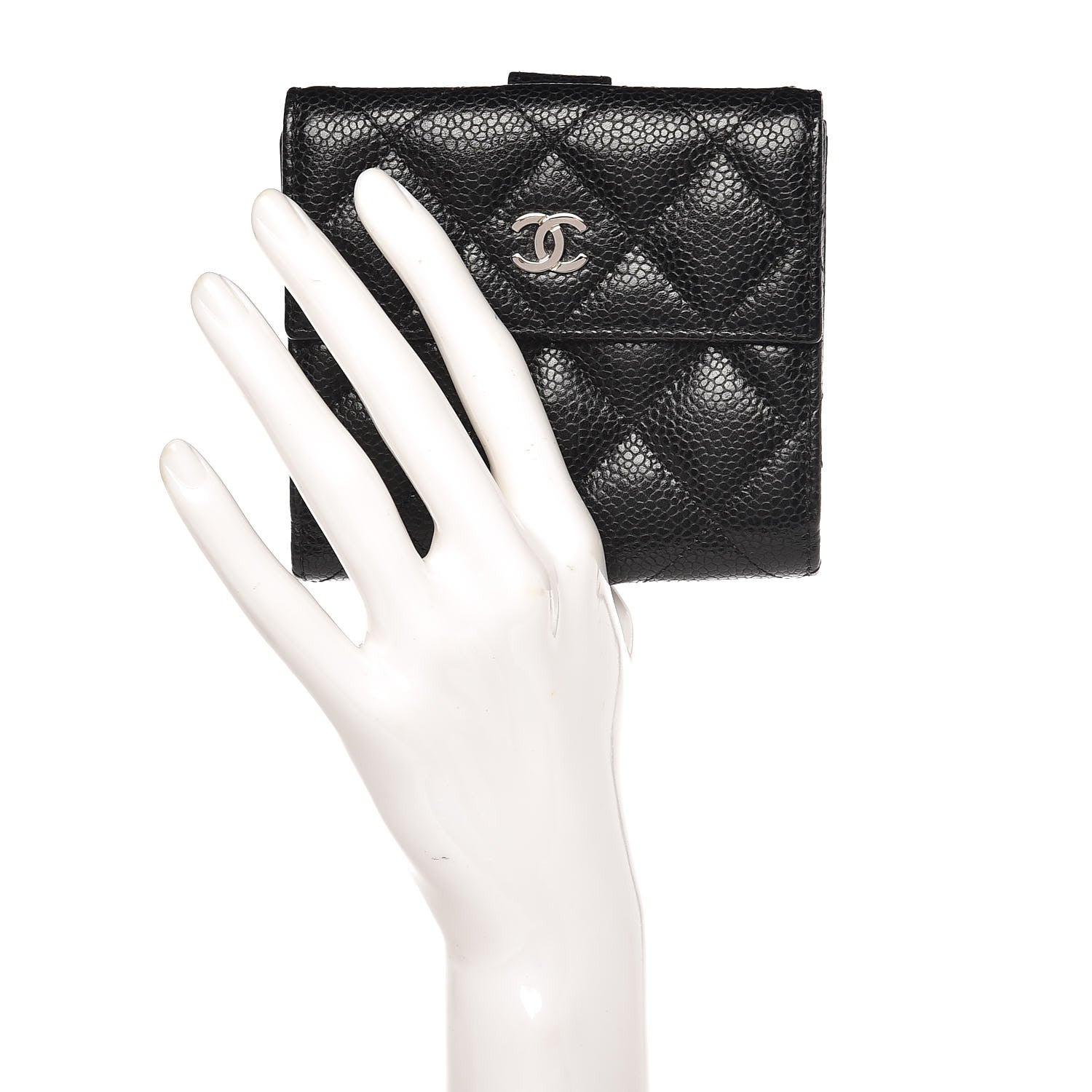 Chanel Caviar Quilted Compact French Flap Wallet Black 2 of 8