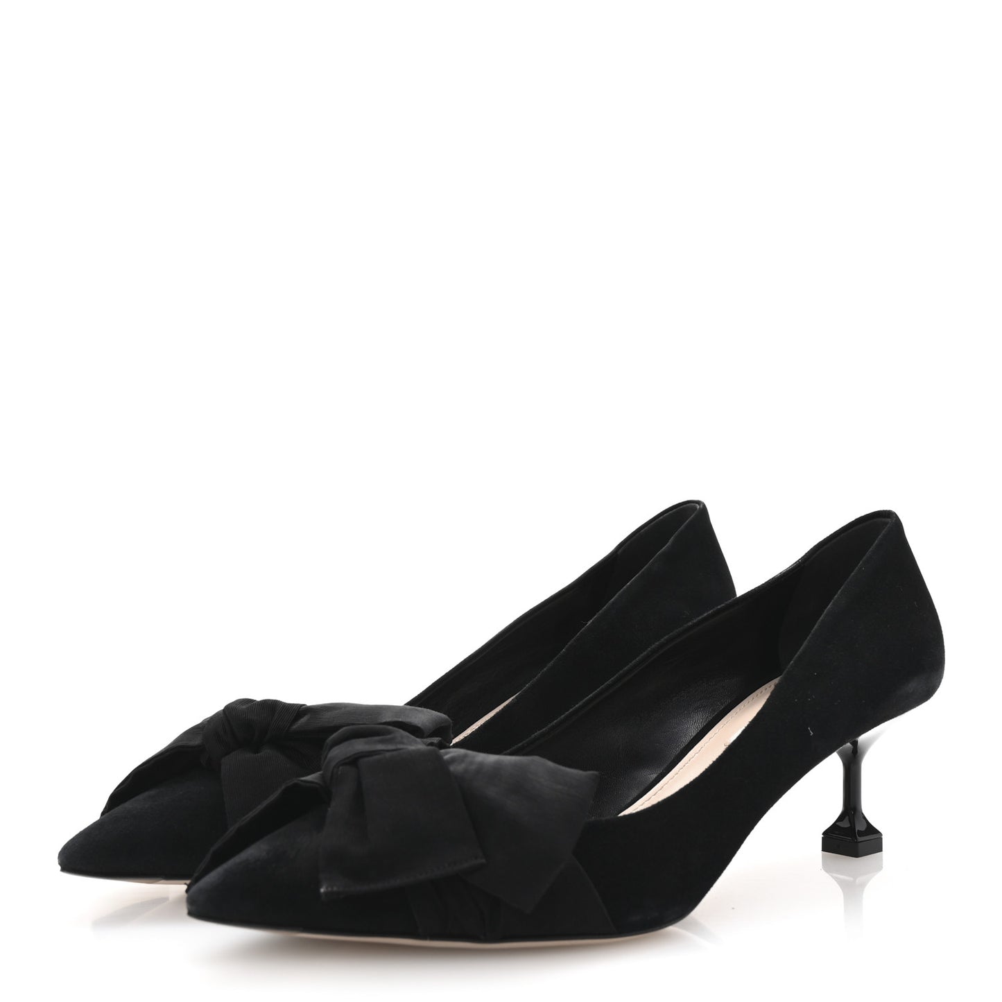 Suede Grossgrain Bow Kitten Heel Pump 39.5 Black
