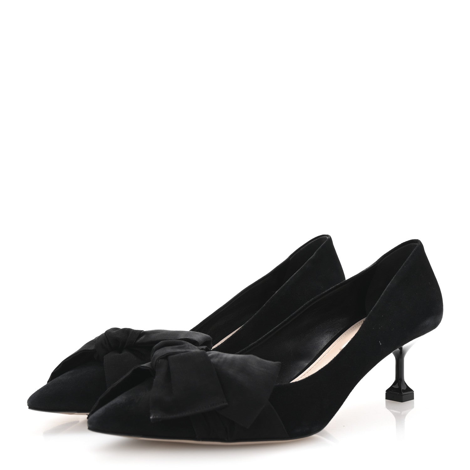 Miu Miu Suede Grossgrain Bow Kitten Heel Pump 39.5 Black 4 of 8