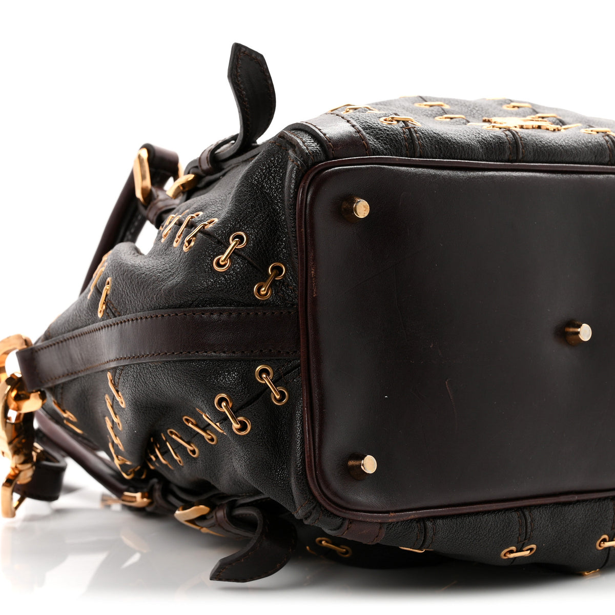 Burberry Calfskin Metal Stitch Lowry Chocolate 8 of 9