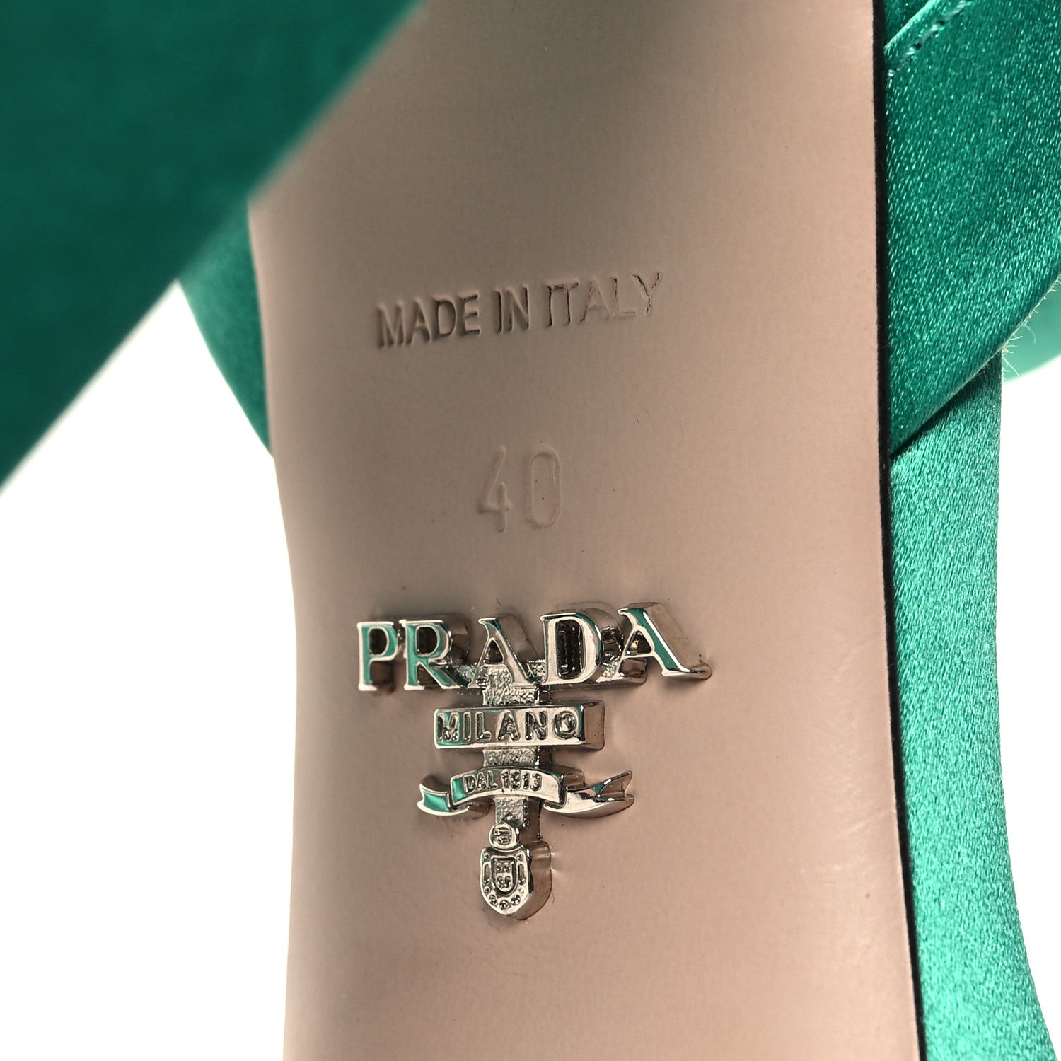 Prada Satin Metal Triangle Logo Ankle Strap 40/135mm Platform Sandals 40 Assenzio 7 of 8