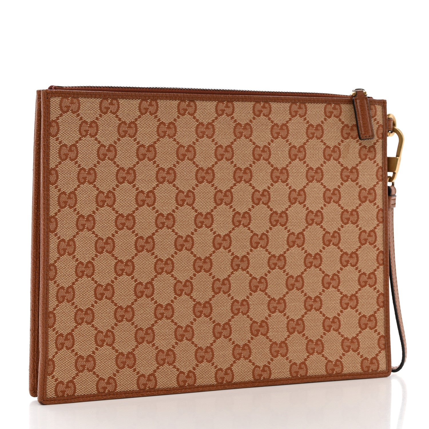 Gucci X MLB GG Monogram NY Yankees Zip Wristlet Pouch Beige Ruggine Ivory 3 of 9